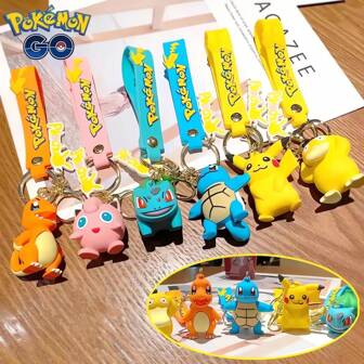 pokemon 6 st Pokemon nyckelringar Pikachu Anime actionfigur leksak kawaii tecknad mode docka nyckelring bilväska hänge present