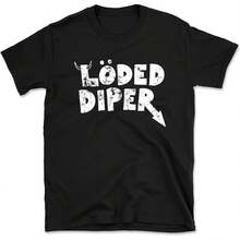 1Pcs Loded Diper Graphic T-Shirt For Men Women, Funny Tees Gift, Round Neck Short Sleeved T Shirts Tops Men Women Clothing, Casual Tee Gift - 黑色 - 查看 1