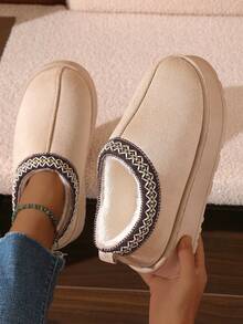 Zimowe bestsellery: wsuwane kapcie z koronką dla kobiet i par, ciepłe śniegowce z antypoślizgową grubą podeszwą, proste, retro ubrania do noszenia na zewnątrz i wewnątrz