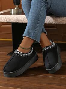 Zimowe bestsellery, zamszowe, patchworkowe śniegowce dla par, grube, ocieplane kapcie z podeszwą do noszenia w pomieszczeniach i na zewnątrz, antypoślizgowe i wytrzymałe, retro kapcie dla mężczyzn