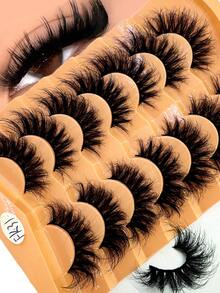 7 Pairs 25mm 9D Thick Mink Eyelashes, Curl DD Faux Mink Lashes Fluffy Cat Eye Dramatic Lashes, Reusable Dense Mink Look Extension Eyelashes - 濃密款 - 查看 2