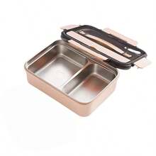1 buah Kotak Bekal Stainless Steel, 1 buah Kotak Bekal Anti Bocor Stainless Steel 304 Tahan Lama, Kotak Bento 3 Kompartemen, Dilengkapi dengan Peralatan Makan Stainless Steel, Mudah Dibersihkan, Ideal untuk Sekolah dan Kerja - MultiWarna - View 21