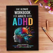[ADHD 练习册] 三合一 ADHD 练习册 | 101 个专家建议，用于改善习惯、缓解压力的涂色和实用的目标规划 - 成人 ADHD 终极指南，ADHD 期刊 | 丰富多彩的大脑设计 | 详细的目标设定，适用于学校用品，返校