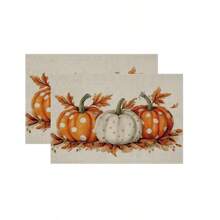 4-Piece Set Of Autumn Thanksgiving Themed Placemats With Pumpkin And Maple Leaf Print Designs, Measuring 30X45 Centimeters, Is Perfect For Theme Decoration In Thanksgiving Restaurants, Dining Tables, Indoor And Outdoor Gatherings, And Rural Kitchens. It Is The Best Choice For Thanksgiving Gifts.