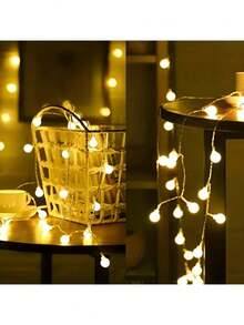 1pc Frosted White Ball Battery Box Light String, LED Mini Frosted Ball Decorative Light, Warm And Delicate Lighting, Brings A Comfortable Feeling, Suitable For Indoor, Bedroom, Room, Living Room, Courtyard, Garden, House, Festival, Party, A Reliable Choice To Create Atmosphere. - Warm Light - View 6