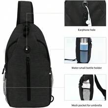Sling-Bag Crossbody-Bag Women-Men Backpack-Daypack - Hiking Chest Travel With Water Bottle Pocket Portable Hiking Daypacks For Women Black