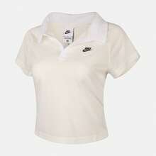 Camiseta de manga corta con cuello de polo de punto para mujer AS W NSW RETRO POLO SPDPOLO, TIH8503-133 - Beis - Ver 1