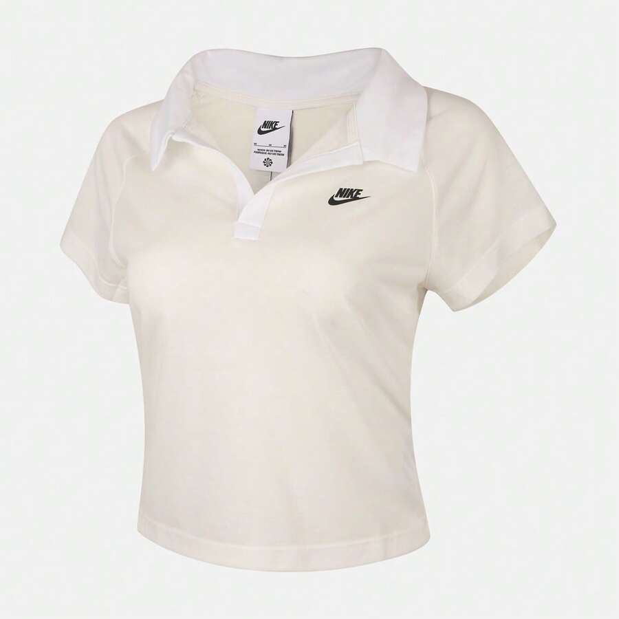 Camiseta de manga corta con cuello de polo de punto para mujer AS W NSW RETRO POLO SPDPOLO, TIH8503-133 - Beis - Ver 1