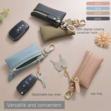 Key Pouch Coin Purse Accessory Wallet Smart Key Holder & Men Leather Key Pouch Key Ring Key Chain Keyless Pouch Bag Car Key Pouch With Carabiner Wallet Slim Wallet Compact Multifunctional Simple Unisex For Women Mini Wallet