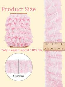 2/5/10Yards Double-Layer Pleated Chiffon Lace Trim 5cm Wide 2-Layer Gathered Ruffle Trim Edging Tulle Trimmings Fabric Ribbon Jacquard Lace For DIY Sewing Crafts Pillowcase Embellishments