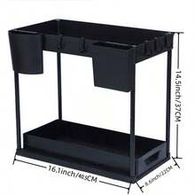 Under Sink Organizer Shelf, 2-Tier Kitchen Organizer With Sliding Basket And Hooks, Multipurpose Bathroom Cabinet Organizer (Black) - 黑色(1Psc) - 查看 9