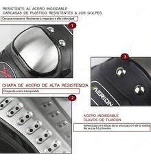 Par De Rodilleras Y Coderas De Moto Con Protección Metálica, Plástico PE de alta protección, amortiguador y resistente al desgaste, diseño ergonómico, adecuado para motocicletas, patinaje, bicicletas, BMX, esquí y rodilleras y coderas - Negro - Ver 3