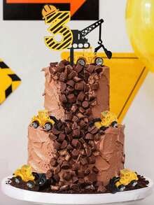 طقم تزيين كعكة رقمي - تصميم مركبة بناء - ديكور حفلة عيد الميلاد - طبعات كب كيك ذات موضوع البناء لحفلات الاستحمام وأعياد الميلاد وحفلات الكشف عن الجنس - ديكور كعكة مثالي لمناسبات العطلات العالمية