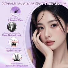 [110 片] GENIELASH 无胶燕子睫毛 适合初学者自粘睫毛 自然假睫毛 无需胶水 睫毛簇、睫毛簇、单根睫毛、睫毛、假睫毛 - 紫色 - 查看 5