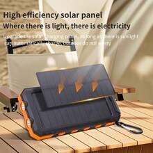 10000mAh Solar Charger Power Bank -Portable Solar Phone Battery Panel Charger, USB Port Battery Pack Charger Portable For All Cell Phones & Electronic Devices- Long Lasting, Travel Camping, LED Flashlight, The Best Gift For Festival - màu đen - Xem 5