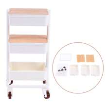 1pc Dollhouse Moving Push Cart Storage Rack Furniture Accessories For 6-Inch BJD Dolls Play Scene (Requires Assembly)