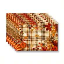 4-Piece Set Of Autumn Thanksgiving Themed Placemats With Pumpkin And Maple Leaf Print Designs, Measuring 30X45 Centimeters, Is Perfect For Theme Decoration In Thanksgiving Restaurants, Dining Tables, Indoor And Outdoor Gatherings, And Rural Kitchens. It Is The Best Choice For Thanksgiving Gifts.