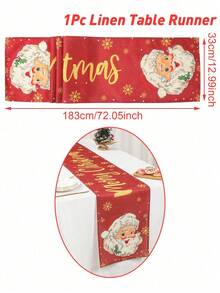 1件聖誕快樂亞麻桌旗，水牛格紋聖誕樹印花桌旗，聖誕假期廚房餐廳派對桌面裝飾，冬季農舍風粗亞麻桌布，聖誕裝飾，聖誕裝飾 - 彩色 - View 5