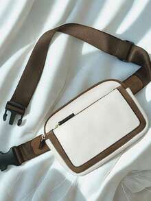 拼色 PU 皮革材质时尚休闲女士胸包/腰包，可调节，适合通勤、旅行、运动 - 彩色 - 查看 3