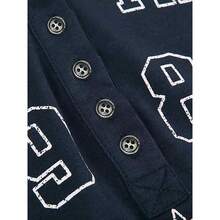 Women's Y2K Long Sleeve Henley T Shirts Button Down Slim Fit Vintage Casual Tops Graphic Crop Tops--Back To School - 藍色 - 查看 6