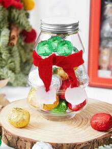 6pcs/2pcs Christmas Candy Storage Jars - Christmas Tree, Christmas Gingerbread Man Juice Bottles, Christmas Snowman Juice Bottles. Made Of High-Quality Plastic, Durable, Portable, And Carefully Designed In Christmas Tree, Gingerbread Man, And Snowman Shapes. - Transparent - View 4