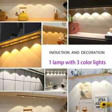 1pc Under Cabinet Lighting, Motion Sensor Indoor Light, Closet Lights, Cat's Eye Hill Light, Three Different Lighting Colors, Adjustable Brightness, USB Charging, Suitable For Lighting In Bedrooms, Living Rooms, Kitchens, Cabinets, LED Lights,Night Light - Three Colors Of Light - View 6