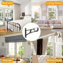 2 件/4 件重型金属黑色单窗帘杆支架，适用于 25-28 毫米壁挂式窗帘杆