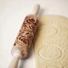 Rodillo de Madera Grabado Profundo de Hoja de Girasol de 35X4.5CM para Hornear, Rodillos de Madera 3D de Ciruela ZM011 - 1 - Ver 5