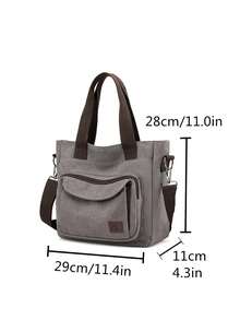 新款韩版帆布单肩包，大容量休闲公文包，复古手提包 - 彩色 - 查看 11