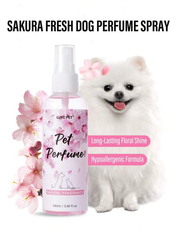 GJYC PET Sakura Blüten Haustier Parfümspray - 3.38 Fl Oz, langanhaltender Duft für Hunde & Katzen, geruchsbeseitigend & erfrischend, alkoholfrei
