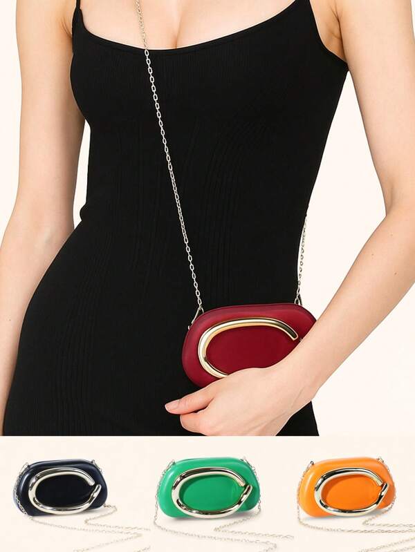 Taschen für Frauen, Urlaubsutensilien, Urlaubszubehör, Shopper, Goldfarbene Tasche, Handtasche, Umhängetasche, Reiseaccessoires, Elegante minimalistische Abendtasche für Frauen, Metallschnalle & Kettengurt Luxus Party Geldbörse in 10 Farben (Schwarz/Braun/Weiß/Grün/Blau/Lila/Gold/Orange/Rot/Burgund), perfekt für Hochzeit, Gala, Cocktailparty, Abschlussball, Jahrestag, formelle Veranstaltung, Roter Teppich, Opernabend, Wohltätigkeitsball, Babyparty, Silvester & VIP-Empfang