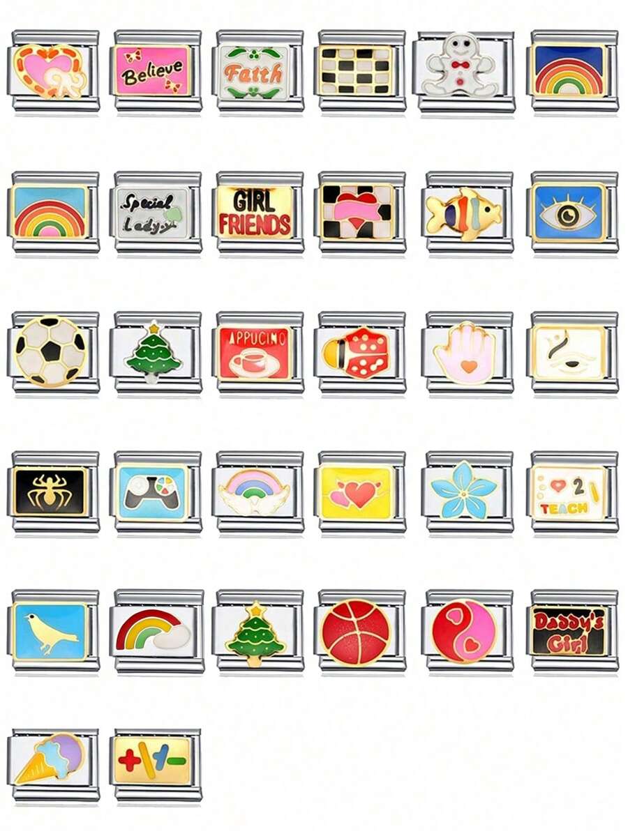 1 件 2025 情人节精美 9 毫米宽 1 件心形与数字英文字母设计 DIY 迷人情侣手链不锈钢首饰制作配件