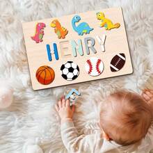 Customized Personalized Name Puzzle Board, Christmas Gift, Name Puzzle, First Birthday Gift, Unique Name Puzzle Board, Baby Boy Or Girl Early Education Toy, 3D Letter Puzzle Toy, Customized Baby Name - Baby Blue - View 9