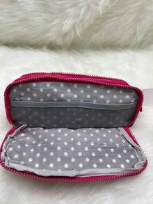 School Pencil Case With 3 Dividers And Elastic For Pencils And Pens - 粉色 - 查看 3