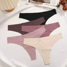 Kit Of 5 Laser Cut Seamless Thong Panties - Assorted Colors - Nhiều màu - Xem 3