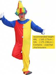 Halloween Weihnachten Outdoor Party Event Erwachsenen Clown Kostüm Bühnen-Make-up Ball Performance Kostüm Männer und Frauen Kleidung Set, verschiedene Stile des fröhlichen Clown Kostüms, Erwachsenen lustiges Rollenspiel Clown Set, nur Kleidung, keine Requisiten Bunte Perücken/Masken/Handschuhe/Schuhe