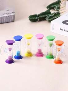 1/2/3pcs Unbreakable Plastic Mini 2-Minute With Suction Cup, Rotatable Sand Timer For Toothbrushing, Kitchen, Games, Classroom, Sandtimer - Multicolor - View 5