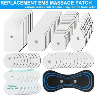 Self Adhesive Electrode Pad High Quality Reusable Electrode Pads EMS Massage Patch Replacement Accessories For Electric TENS Pulse Digital Massager 3.5mm Snap Connector Muscle Stimulator