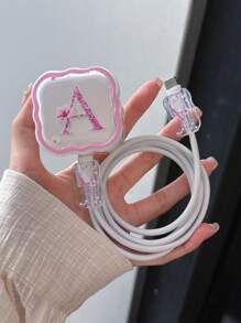 3pcs Set Charging Cable Protector Case, 26 Alphabet Letter Pattern A/B/C/D/E/F/G/H/Y/J/K/L/M/N/O/P/Q/R/S/T/U/V/W/S/Y/Z, Suitable For 20W UK Apple Fast Charger Adapter Charger Protector Charger Case Phone Accessories