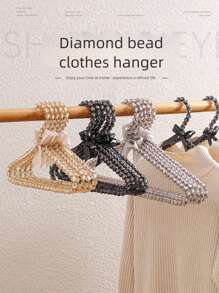 1件/10件蝴蝶结钻石珍珠衣架，高端精致收纳衣架，衣柜展示衣架，钻石珍珠塑料防滑无缝衣架，仙女可爱串珠晾衣架，女士连衣裙衣架 - 彩色 - 查看 11