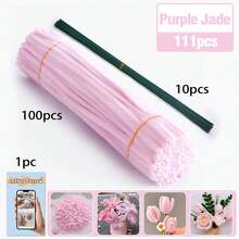 30厘米绿色花茎铁丝+视频教程，60色雪尼尔绒条，适合万圣节、返校季，30厘米彩色绒条手工材料，雪尼尔绒条，毛绒金属丝扎带，价格实惠，品质优良 - 彩色 - 查看 54