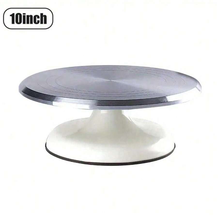 Bàn xoay bánh đường kính 10 inch, đế xoay bằng hợp kim nhôm hoạt động êm ái, lý tưởng cho việc nướng bánh, trang trí và làm món tráng miệng. - trắng - Xem 1