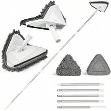 Tile And Wall Mop, Upgraded Triangle Ceiling Mop With 360° Rotation, Microfiber Mop Extendable Up To 202cm, Floor Mop For High Windows (White)