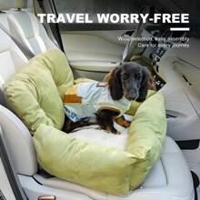 Asiento de coche y cama de viaje para perros pequeños y gatos HazoWill, asiento elevador con base antideslizante y correas ajustables, ligero, plegable, diseño de uso múltiple, elegante, acogedor para viajes por carretera y el hogar