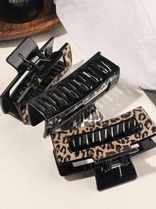 4pcs Leopard Print Hair Claw Clips, Glossy Minimalist Square Hair Clips Accessories For Daily & Casual Wear Hair Jaw Clip Hair Clamps Hair Clutch Hair Catcher Clip, School Stuff, College Fall Winter Hair Accessories For Women For Vacation Outfits Woman - 4 cái/bộ - Xem 6