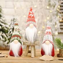 1pc Christmas Decoration Snowflake Knitted Hat Forest Gnome Figurine, Creative New Faceless Doll - Multicolor - View 1