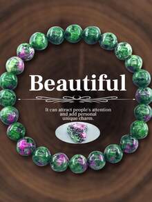 1pc Natural Crystal Beaded Bracelet, Elastic Stretch Bracelet Suitable For Men And Women, Daily Wear - Natural Stone Bracelet - View 10