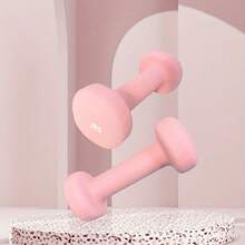 1 Pair Solid Cast Iron Matte Dumbbell, Pink Fixed Style, Unisex Home Gym Hand Workout Equipment - Pink - View 1