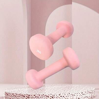 1 Pair Solid Cast Iron Matte Dumbbell, Pink Fixed Style, Unisex Home Gym Hand Workout Equipment