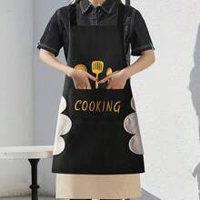 Cotton Linen Aprons With Pockets For Baking Funny Printed Aprons For BBQ Parties Kitchen Apron With Hand WipeWaterdrop Resistant With 2 Pockets Cooking Bib Aprons For Women Men Chef Insulated Aprons For Hot Food Handling - 1 - 查看 3